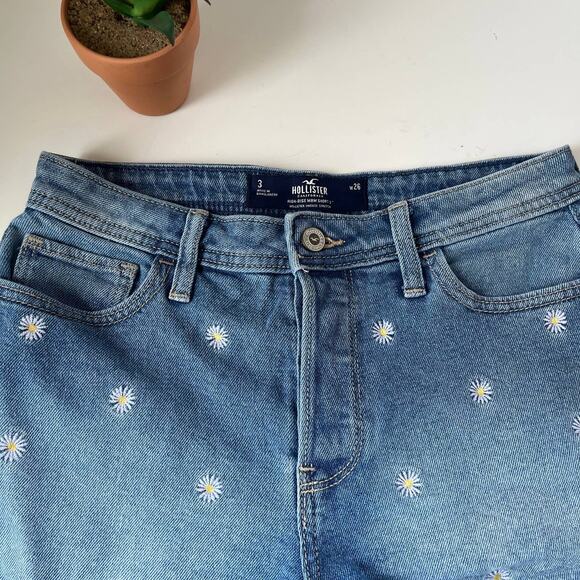 Hollister Y2K Daisy Button Fly Jean Womens Shorts Sz 3 Festival Frayed Embroider - Picture 2 of 9